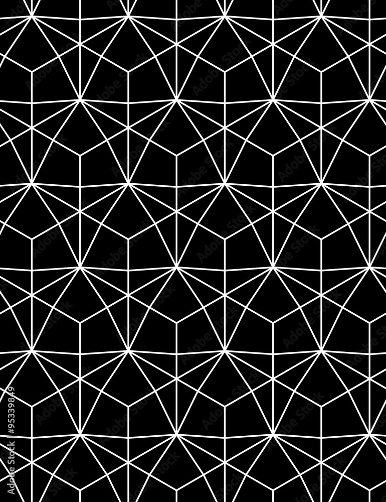 Monochrome illusive abstract geometric seamless pattern with cub Monochrome illusive abstract geometric seamless pattern with cub