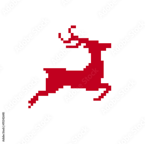 Isolated Merry Christmas pixel reindeer