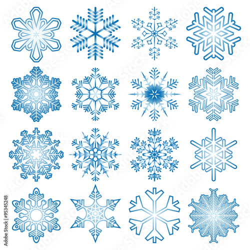 collection of blue snow flakes