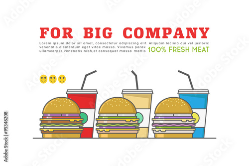 Line fast food illustration- For big company. Stock vector.