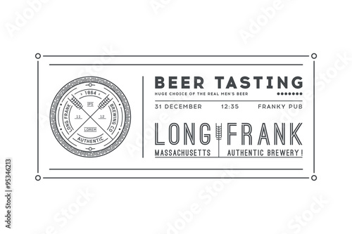 Vintage colourless invitation card template. Logo of brewery.