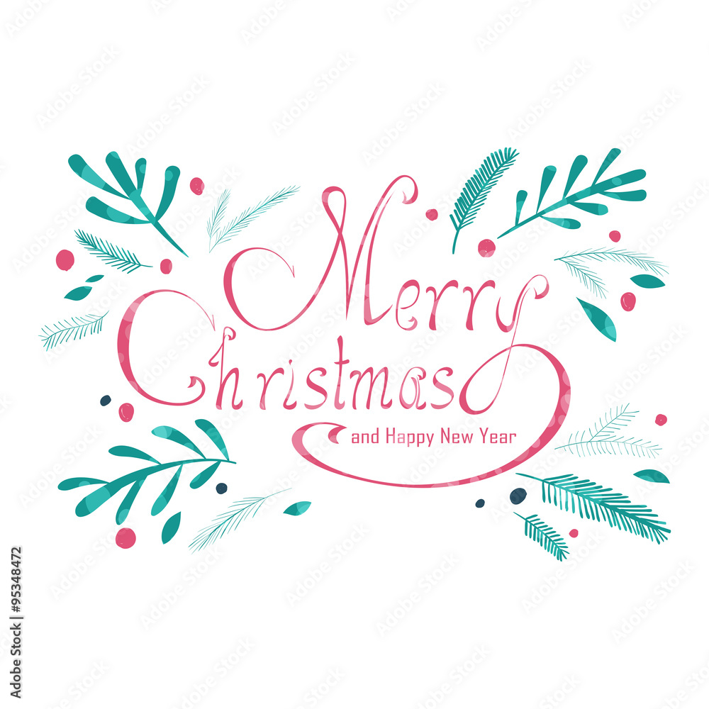 Merry Christmas hand lettering greeting card