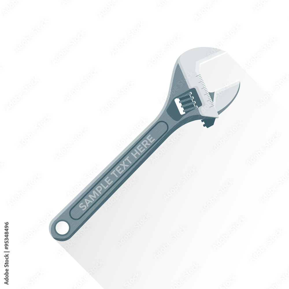 vector flat adjustable wrench illustration icon. vector flat adjustable wrench illustration icon.