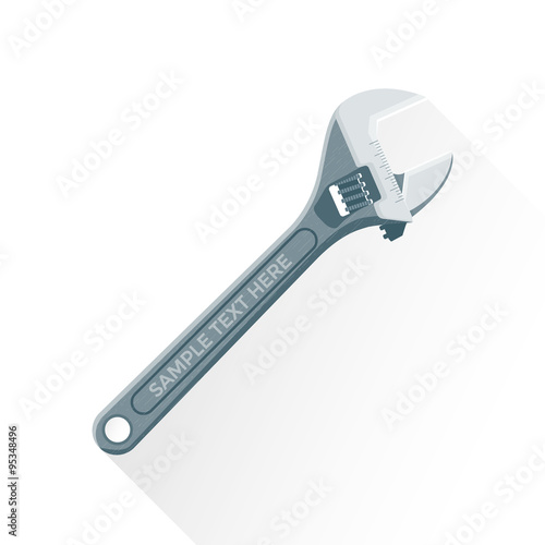 vector flat adjustable wrench illustration icon.