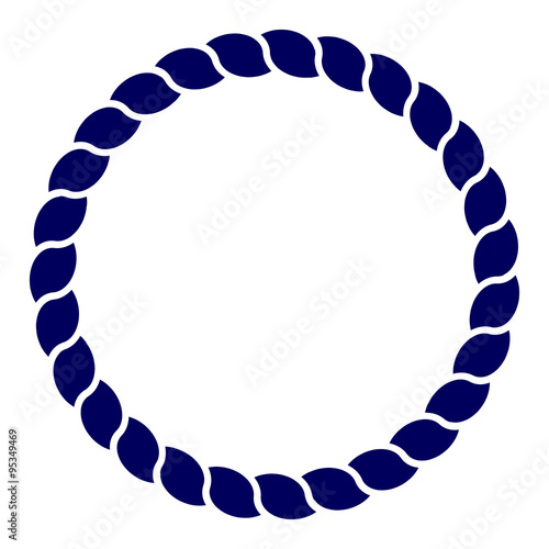 Circle blue navy rope vector line art isolated