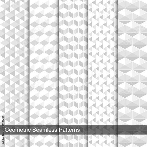 Set of vector geometric seamless patterns.