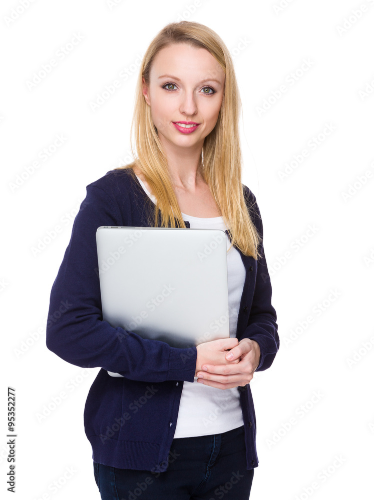 Woman hold with laptop computer Woman hold with laptop computer