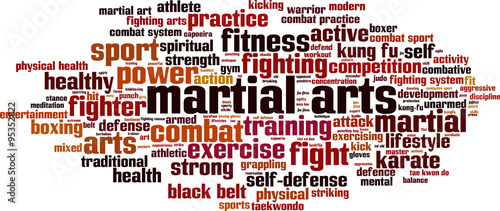 Martial arts word cloud concept. Vector illustration