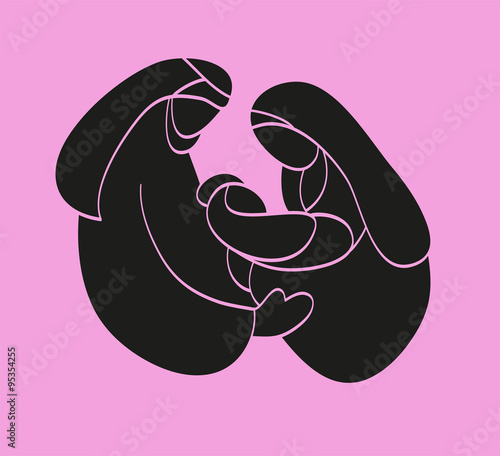nativity silhouette on pink background