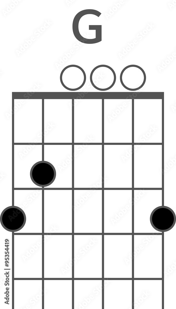 Obraz premium Guitar chord diagram to add to your projects, G chord1445286705354