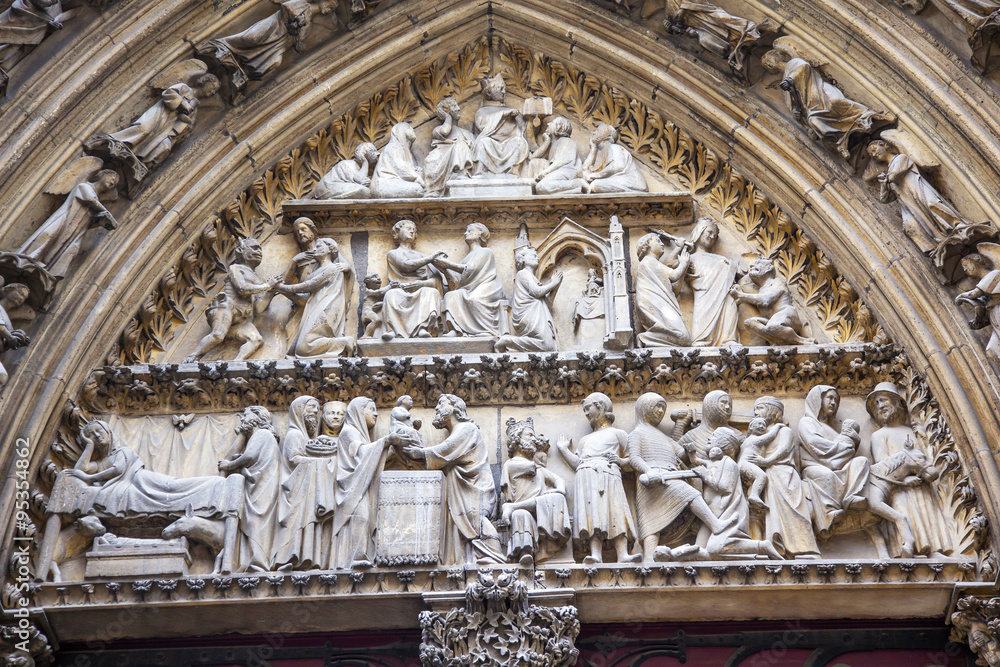 Biblical Statues Cloisters Door Notre Dame Cathedral Paris