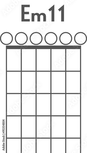 Guitar chord diagram to add to your projects, E minor 11 open strings