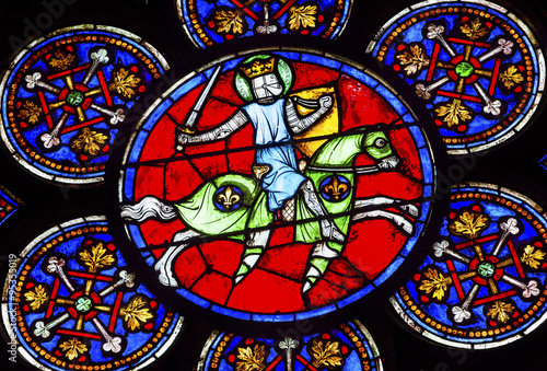 Armed Knight Sword Stained Glass Notre Dame Cathedral Paris
