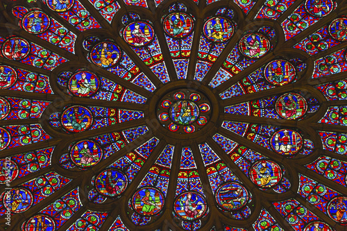 Rose Window Mary Jesus Stained Glass Notre Dame Paris France