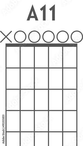 Guitar chord diagram to add to your projects, A11 open strings