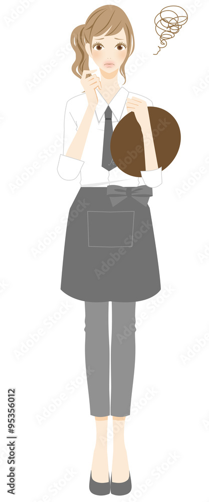 カフェで働く女性　心配