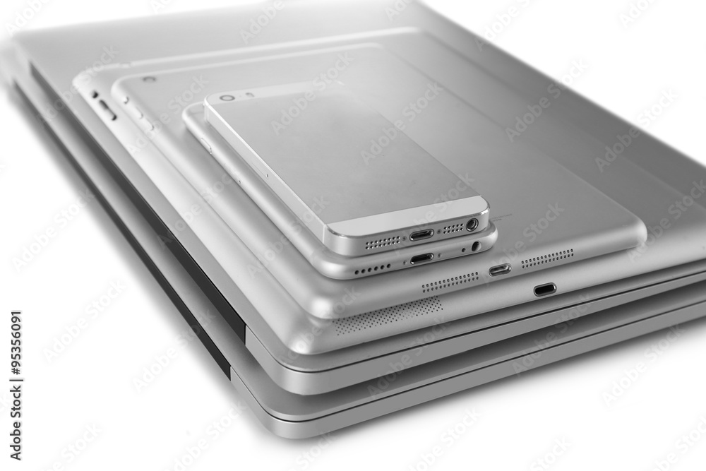 Gadgets on grey background Gadgets on grey background
