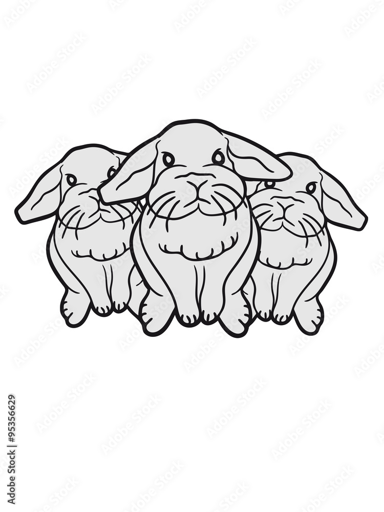 Fototapeta premium 3 cute little bunny siblings friends Team cute