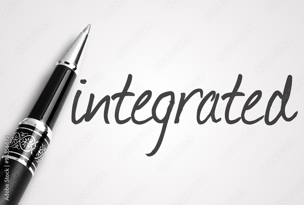 pen writes integrated on white blank paper