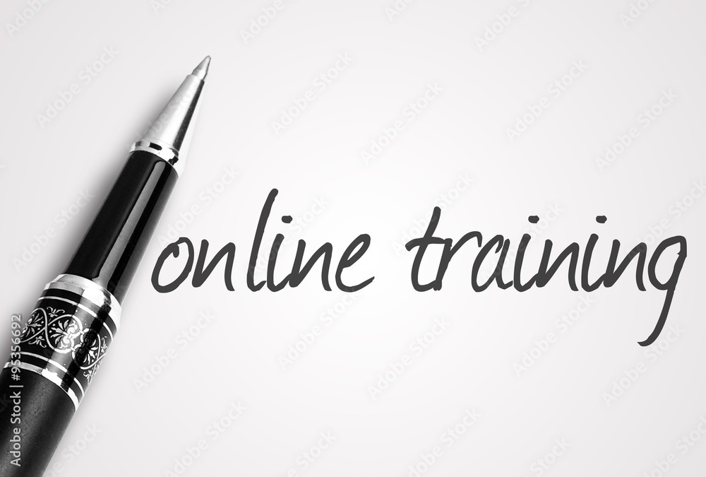 pen writes online training on white blank paper