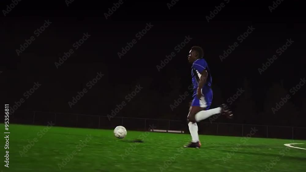 The camera pans with a soccer team as they score a goal, in slow motion
The camera pans with a soccer team as they score a goal, in slow motion