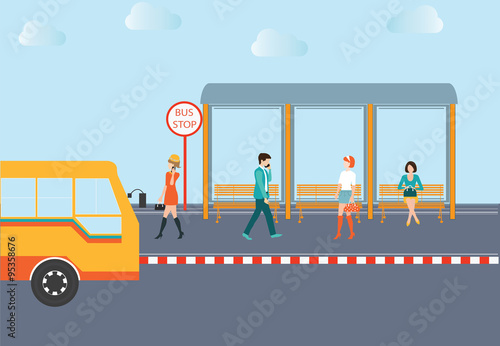 People waiting for a bus.