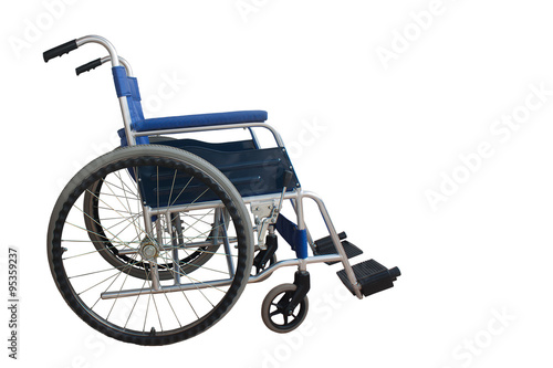 Wheelchair cushion blue Side view white background.