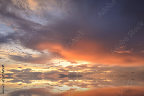 Colorful Cloudy sunset .