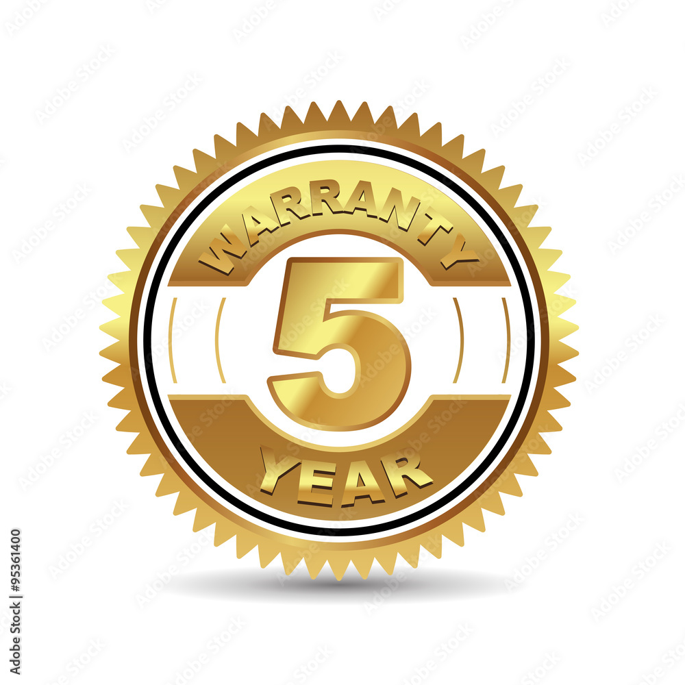 Naklejka premium gold badge 5 year warranty