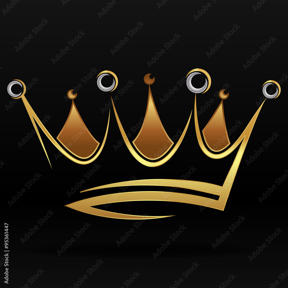 Gold abstract crown for graphic design and logo on black background Stock  Vector | Adobe Stock