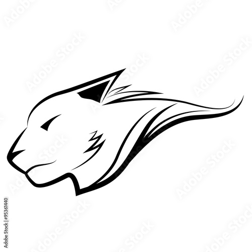 Abstract Panthera tigris head in outline for website and graphic design