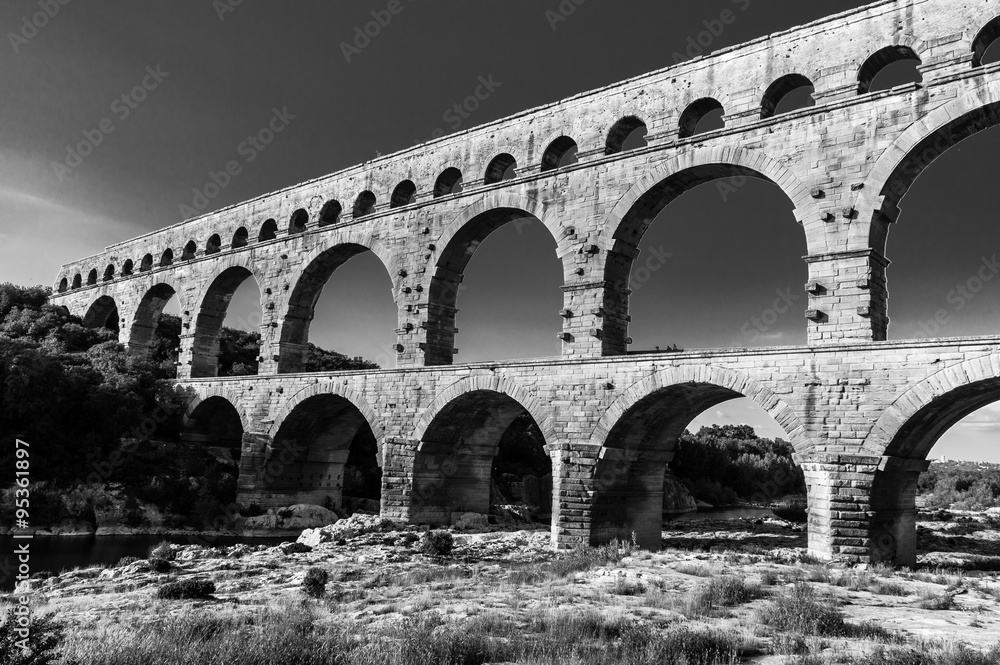 Pont du Gard, ancient roman's bridge in Provence, France