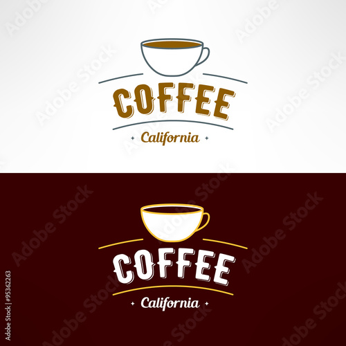 Vector coffee shop logo. Restaurant menu design element. Cafe emblem and decoration symbol