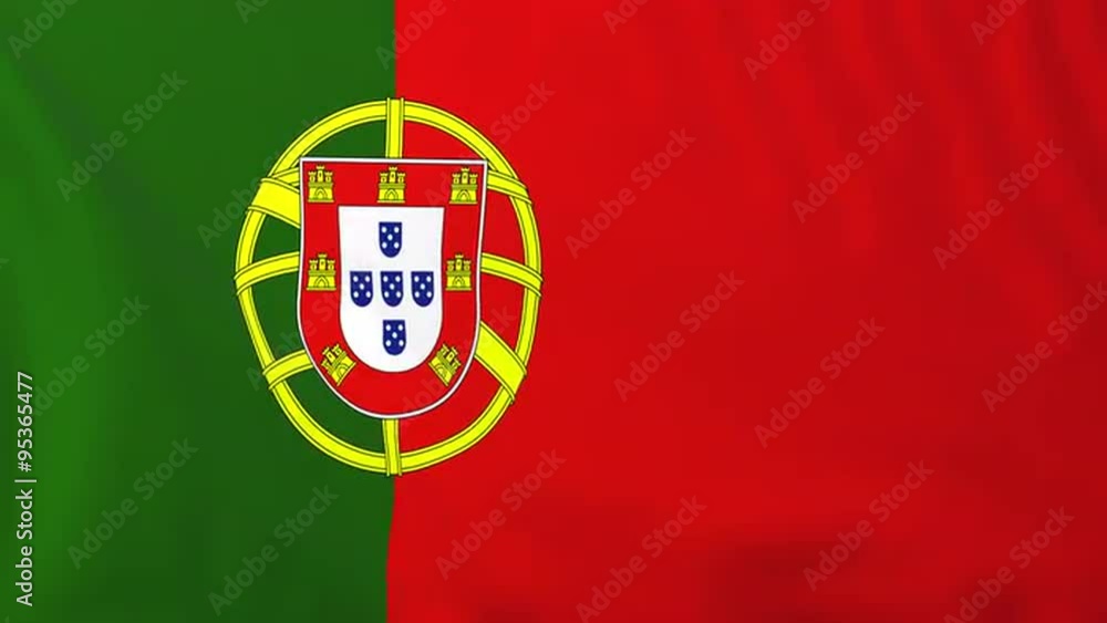 Flag of Portugal, slow motion waving. Rendered using official design and colors. Highly detailed fabric texture. Seamless loop in full 4K resolution. ProRes 422 codec. Flag of Portugal, slow motion waving. Rendered using official design and colors. Highly detailed fabric texture. Seamless loop in full 4K resolution. ProRes 422 codec.