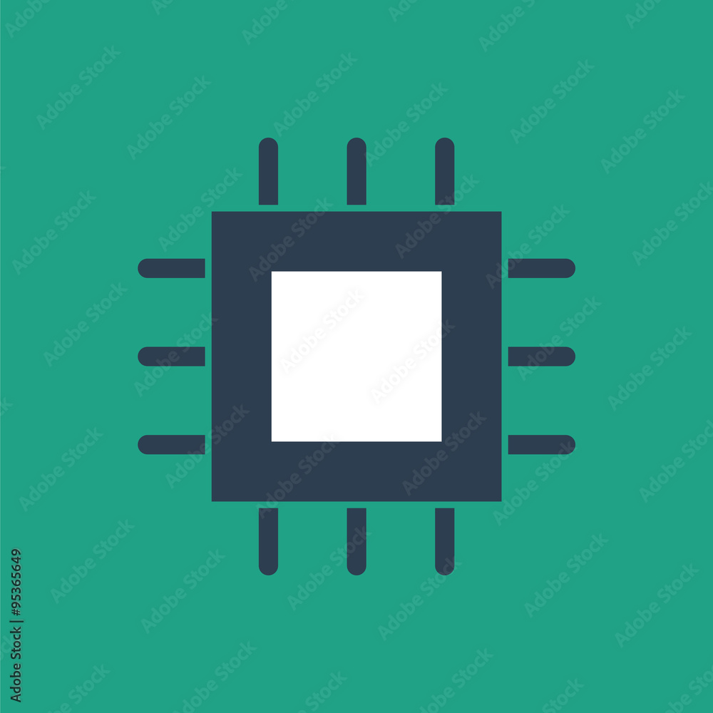 Electronic chip icon. CPU icon.