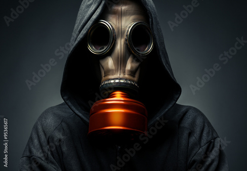 male in a gas mask