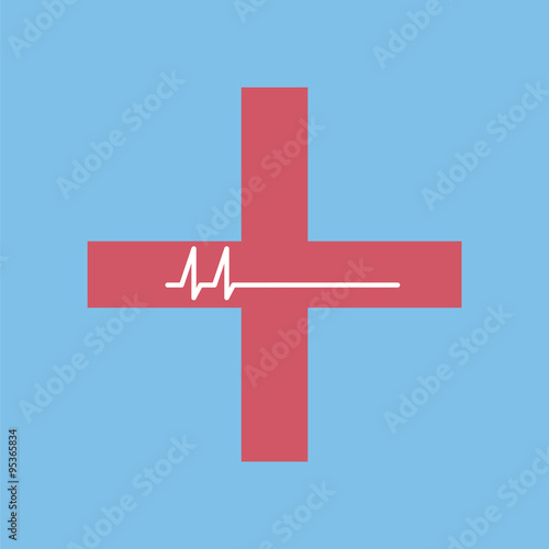 Flatline icon. Cross with a flatline. Stroke icon.