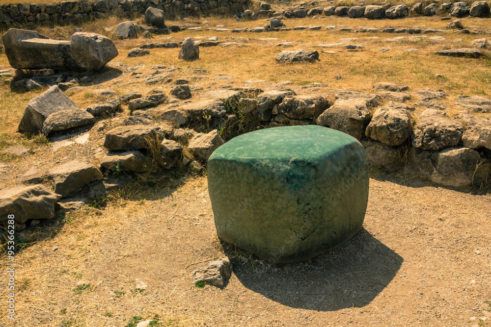 Greenstone cube in Hattusa, ancient Hittite capital, gift from pharaoh Ramesse II, Turkey