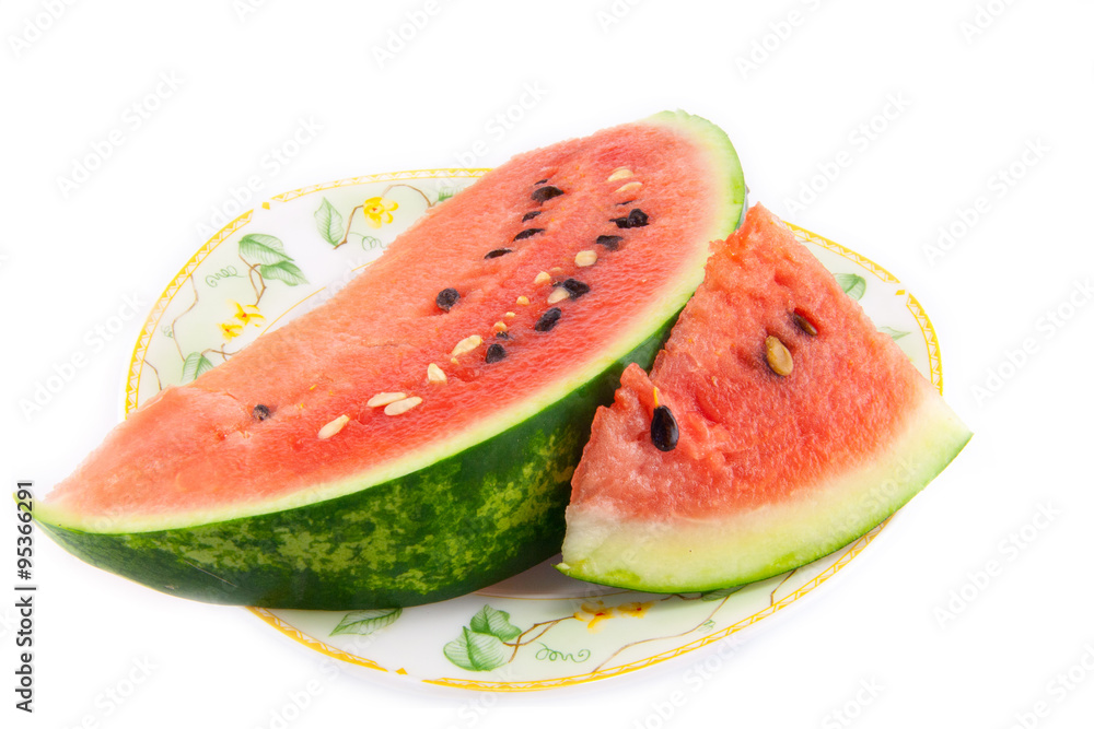 slices of watermelon isolated on white background