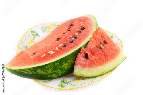 slices of watermelon isolated on white background