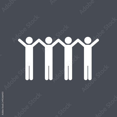 Teamwork stick figure icon.