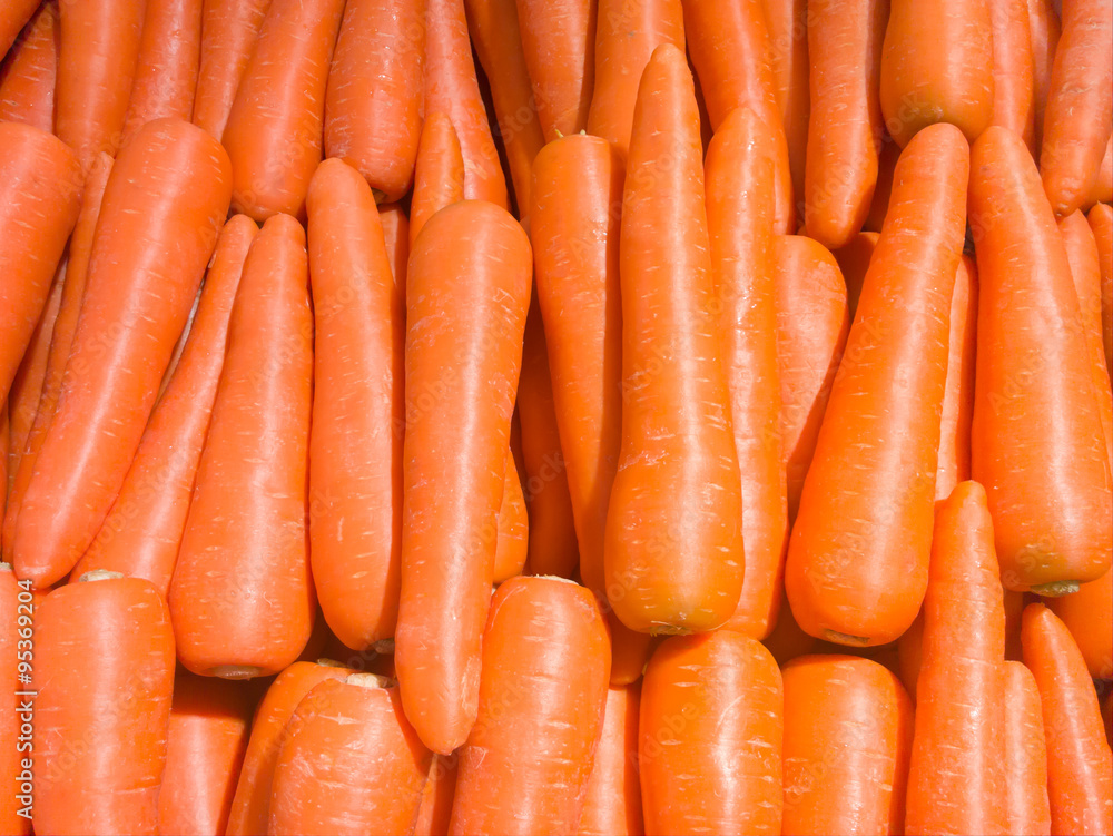 Fresh carrot in the grocery store Fresh carrot in the grocery store