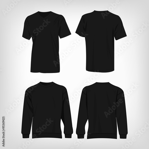 Black sport t-shirt and sweater isolated vector set