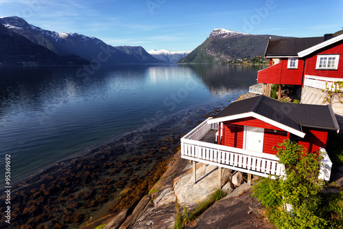 traditional norwagian wooden house photo