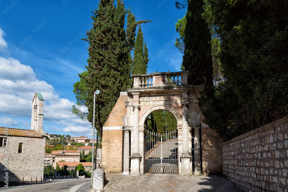 Gate of university for foreigners in Perugia, Umbria