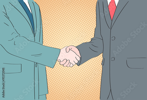 Handshake Business People Pop Art Hands Shake Retro