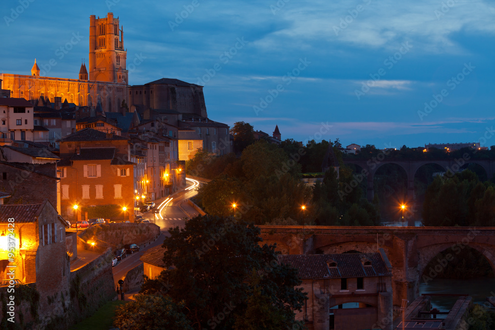 View of the Albi, France at night