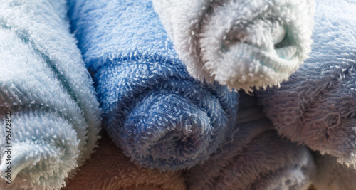 Colored fluffy towels.