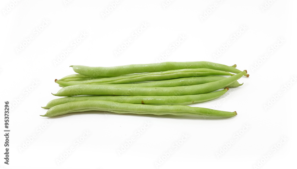 Whole green beans on white background Whole green beans on white background
