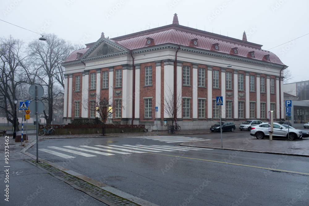 TURKU, FINLAND - November 08: library Turku in the fog, soft focus, Finland on November 08, 2015